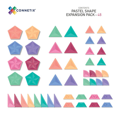 Pastel shape expansion 48 st. Connetix inhoud set.