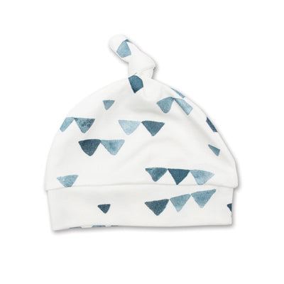 Lulujo Hello World Swaddle & Hat - Navy Triangles