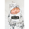 Lulujo Hello World Swaddle & Hat - Black Floral