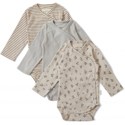 Konges Slojd Set van 3 Newborn body's // Petit amours Striped Blue