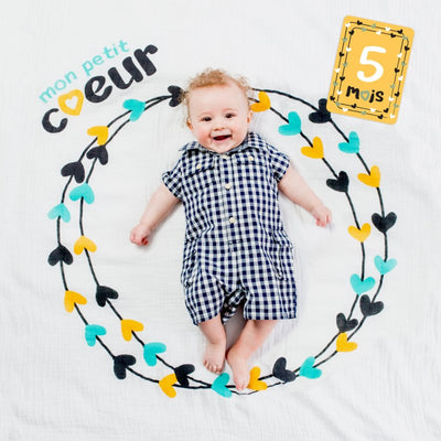 Lulujo Baby's First Year Swaddle & Cards - Mon Petit Coeur