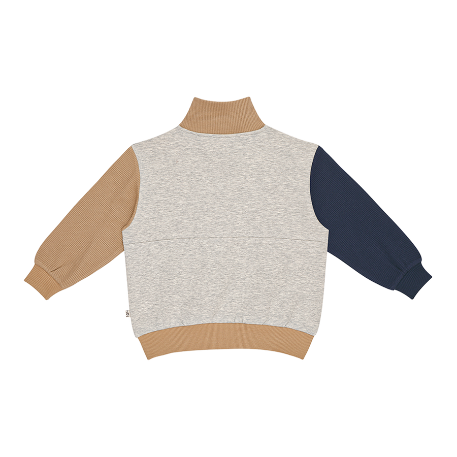 Zip Sweater Stone Color Blocking