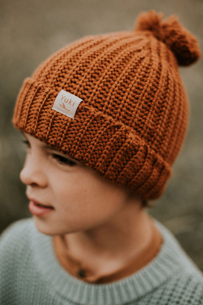 Yuki Knitted Beanie - Rust