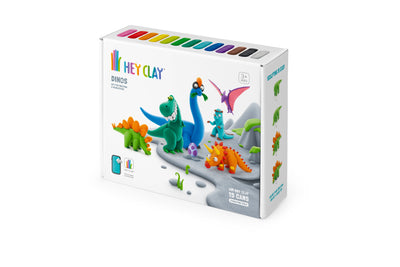 Klein voor kinderen in verschillende potjes en kleuren om mee te knutselen. Deze set bevat dino's om te maken.