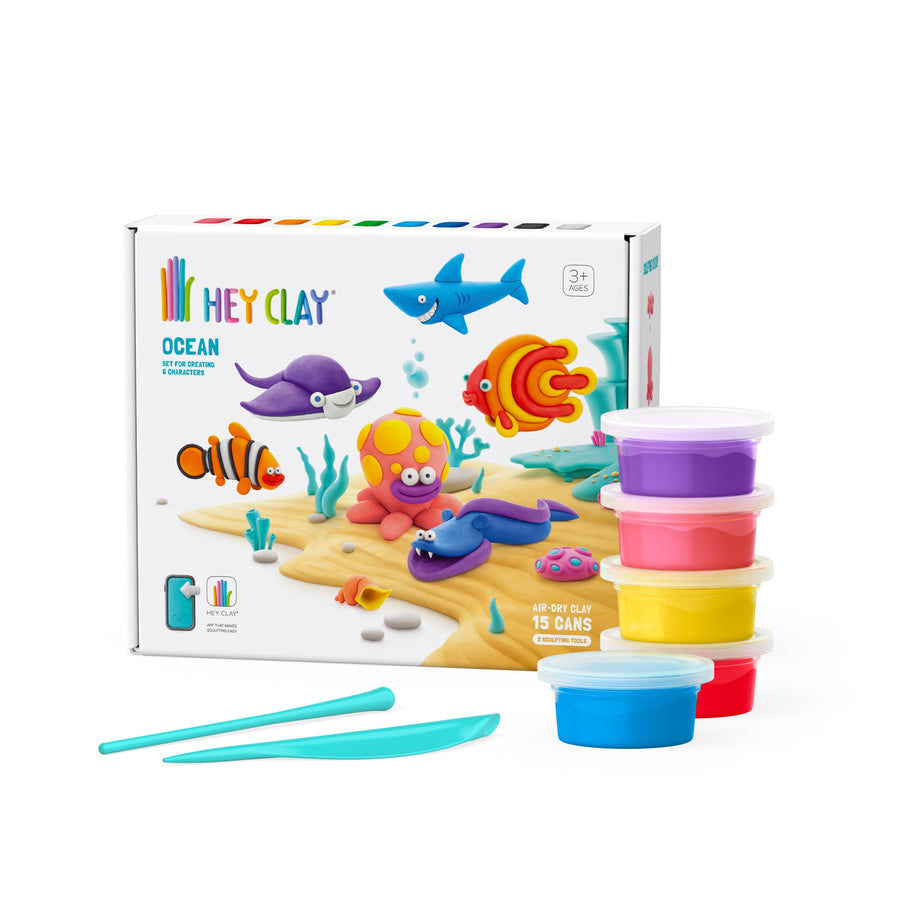 Klein voor kinderen in verschillende potjes en kleuren om mee te knutselen. Deze set bevat vissen om te maken. 
