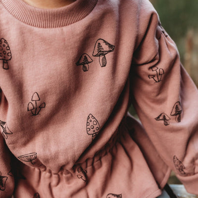 Sweatshirt peplum Mushrooms print