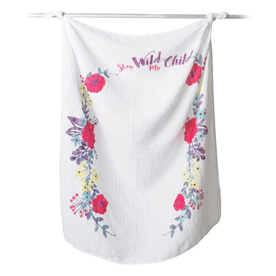 Lulujo Baby's First Year Swaddle & Cards - Stay wild my child