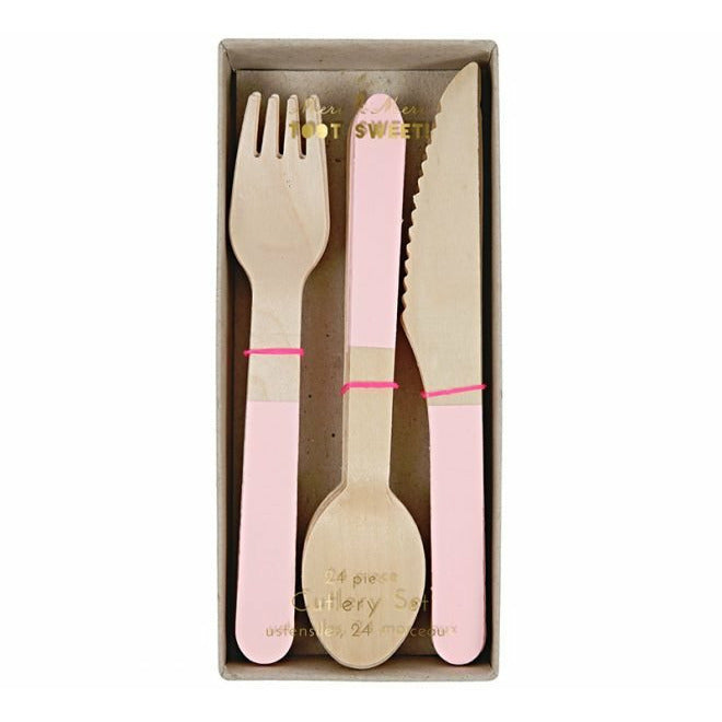 Wooden cutlery pink