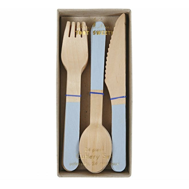 Wooden cutlery blue